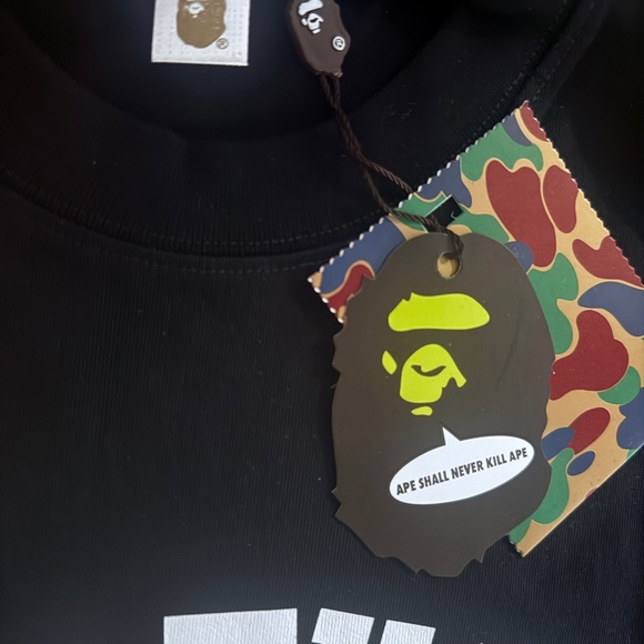 Bape A Bathing Ape Burberry Plaid Ape Head Black T Shirt Camo NWT Tee Men Size M - Picture 4 of 8